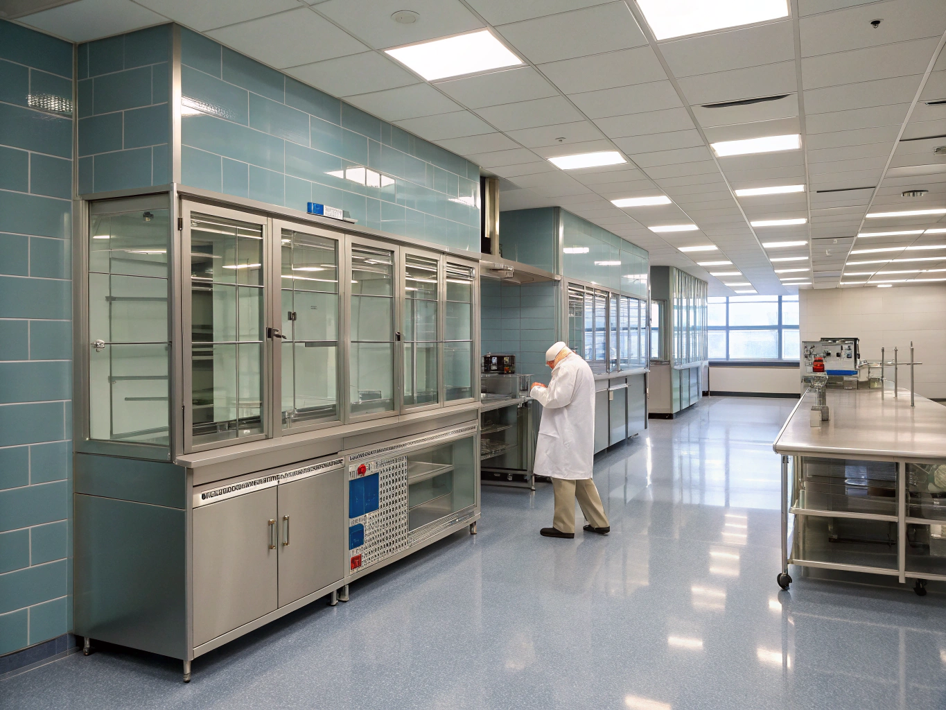 Laboratory technician performing precise assay test on catalyst samples