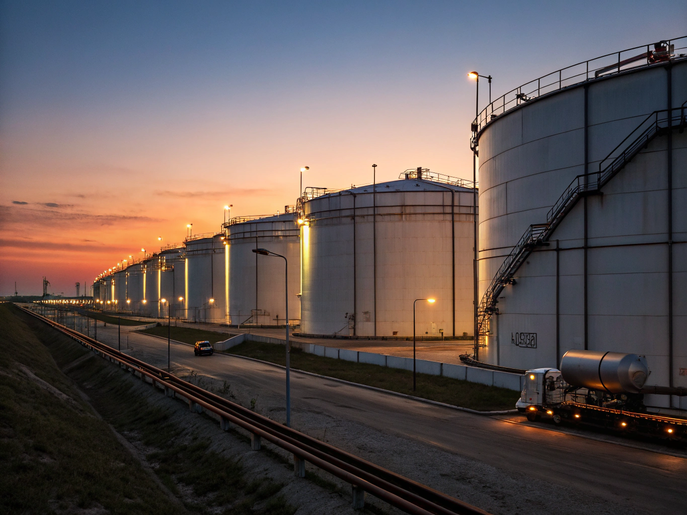 Modern refinery at twilight